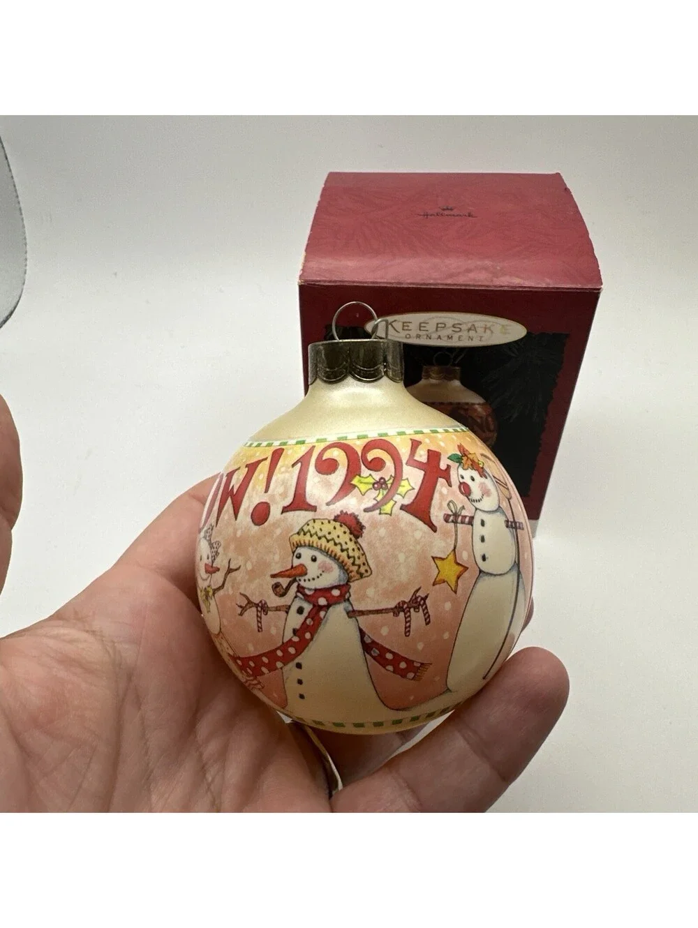 Hallmark Keepsake Mary Engelbreit Let it Snow 1994 Glass Ornament